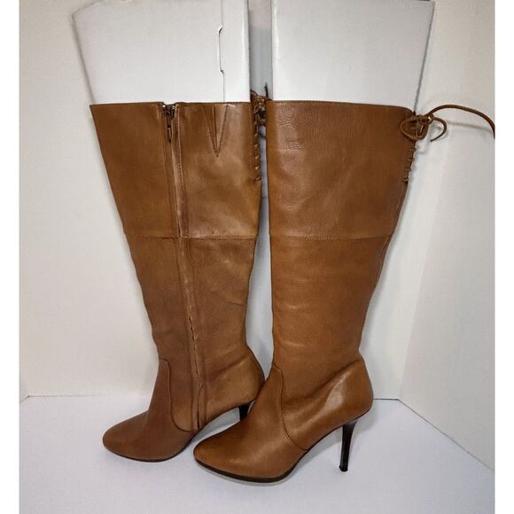 Lauren Ralph Lauren Leather Knee High Heeled Boots Designer Womens - Picture 2 of 11